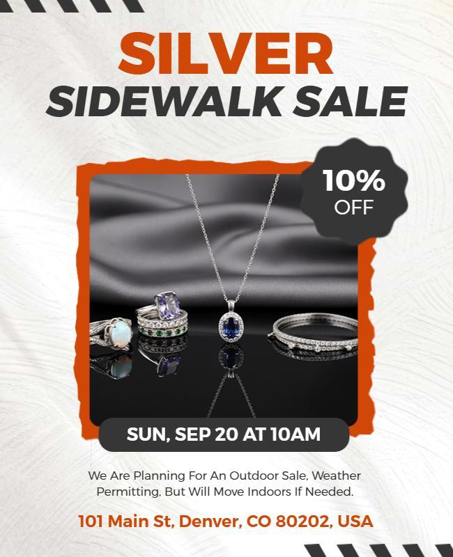Silver Jewelry Sidewalk Sale Event Flyer Template