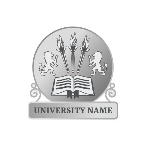 Silver University Badge Featuring Inspirational Symbols Logo Template