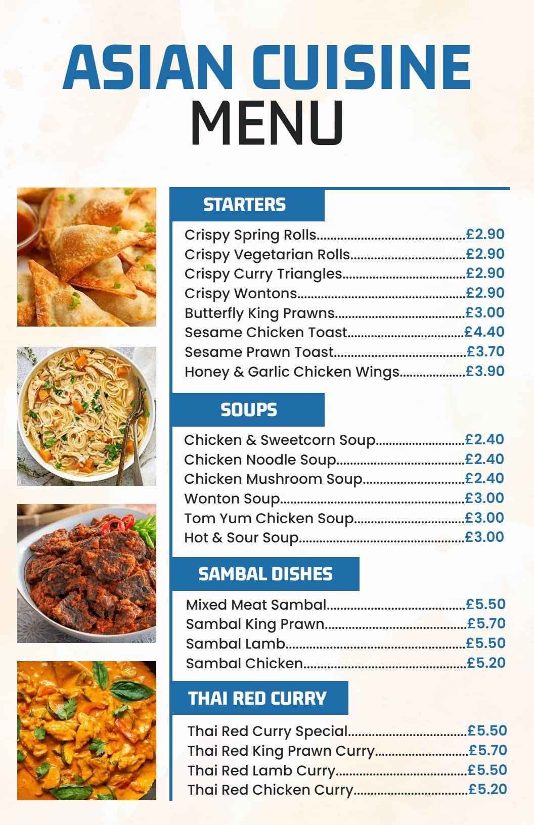 Simple Asian Cuisine Menu Template