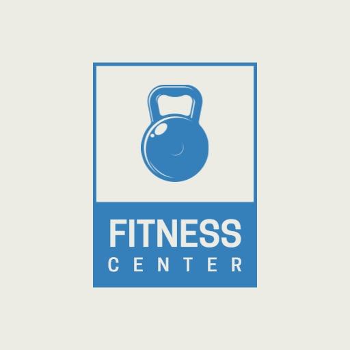 Simple Blue Kettlebell Design for Fitness Center Logo Template