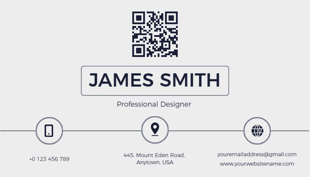Simple Gray Professional Designer QR Code Business Card Template