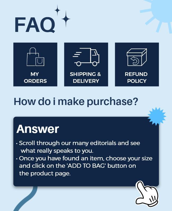 Simple Modern FAQ Guide with Blue Accents Poster Template
