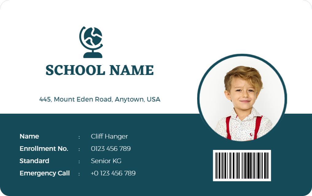 Simple School Student Identity Card Template