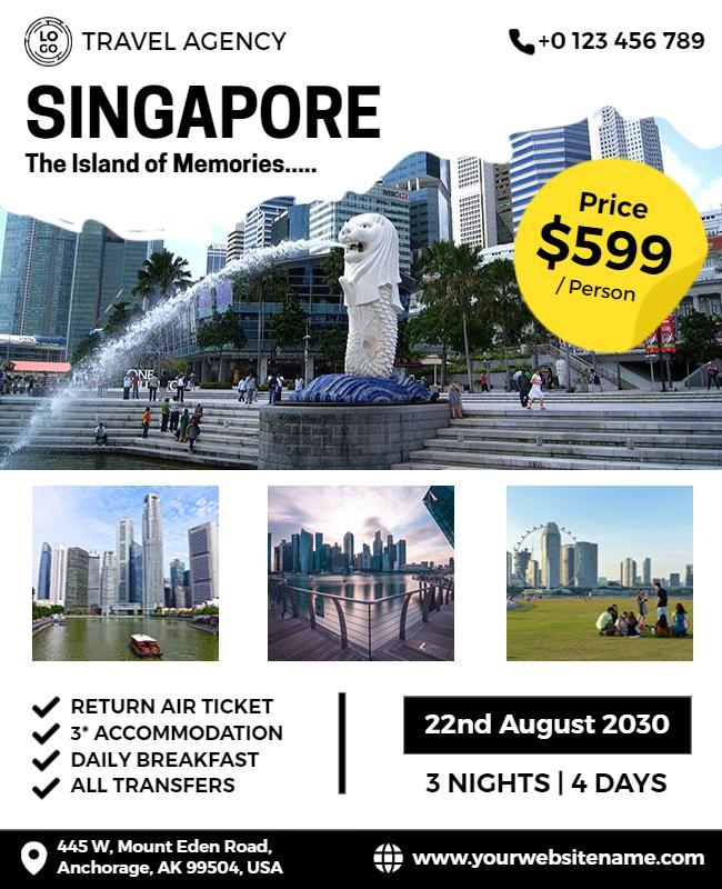 Singapore Travel Package Promotion Flyer Template