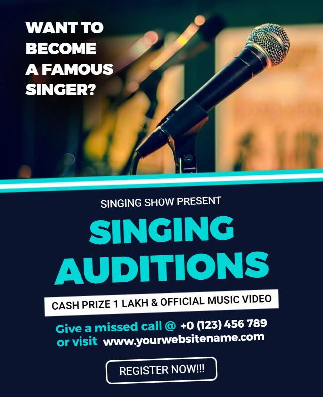 Singing Talent Auditions Announcement Flyer Template