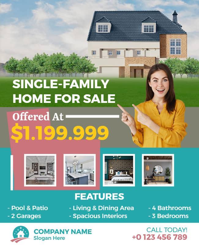 Single Family Home Real Estate Sale Flyer Template