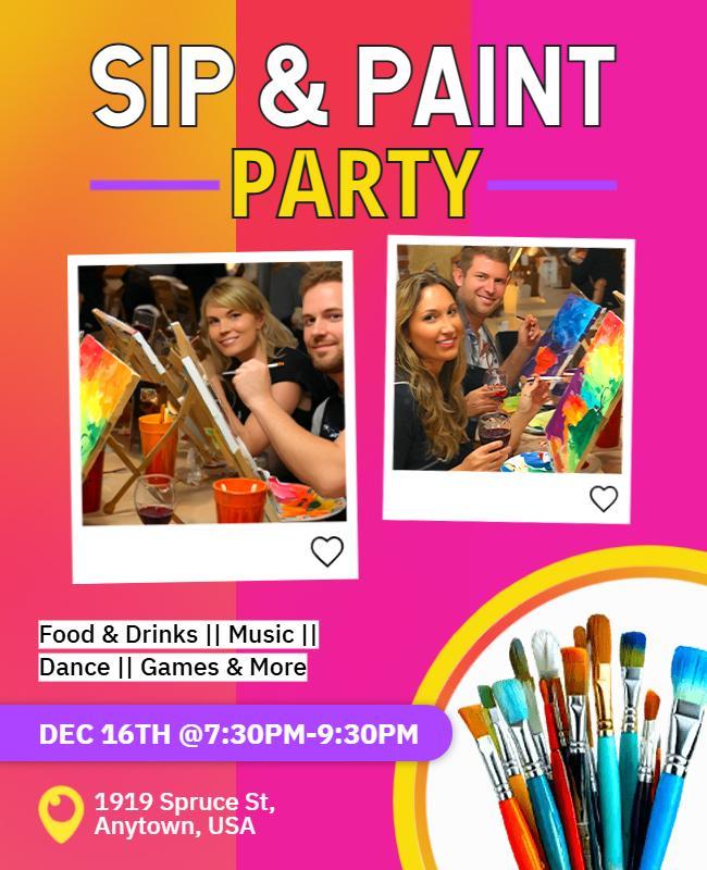 Sip and Paint Party Event Flyer Template