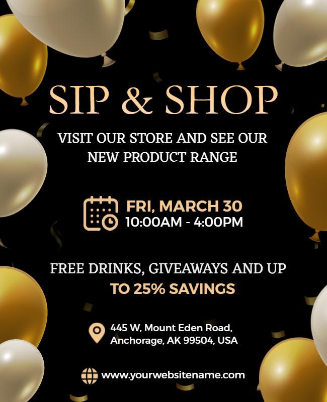 Sip and Shop Event Announcement Flyer Template