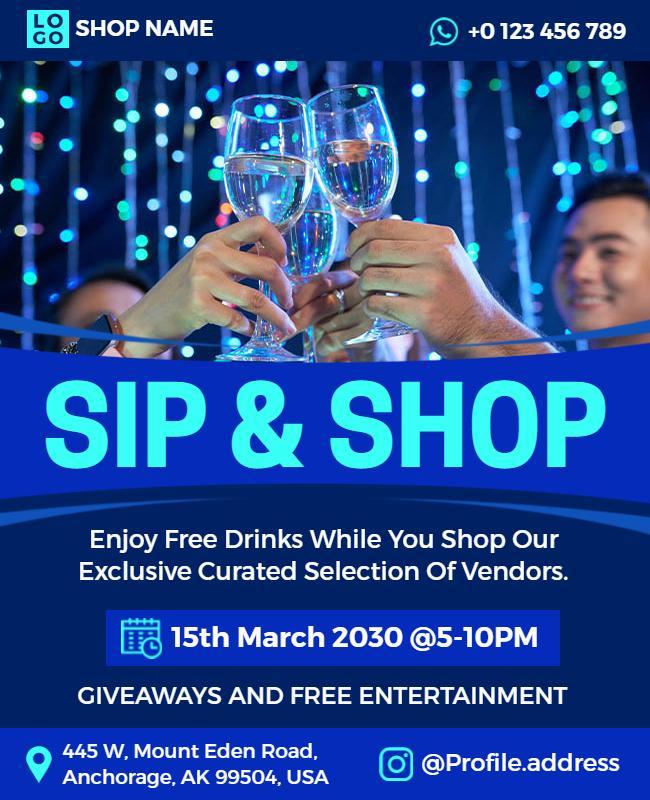 Sip and Shop Event Celebration Flyer Template