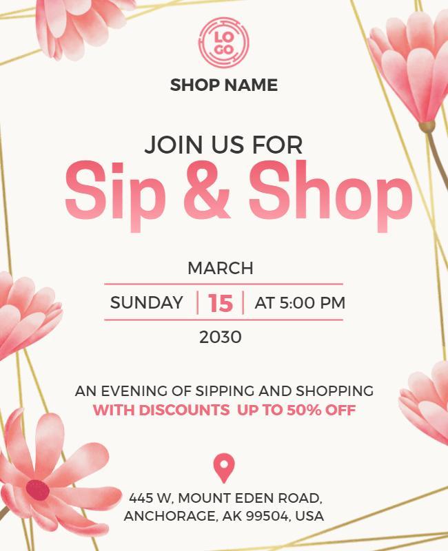 Sip and Shop Event Invitation Flyer Template