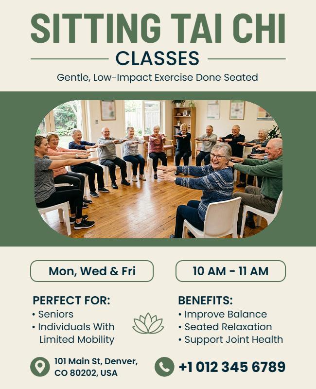 Sitting Tai Chi Classes Flyer Template