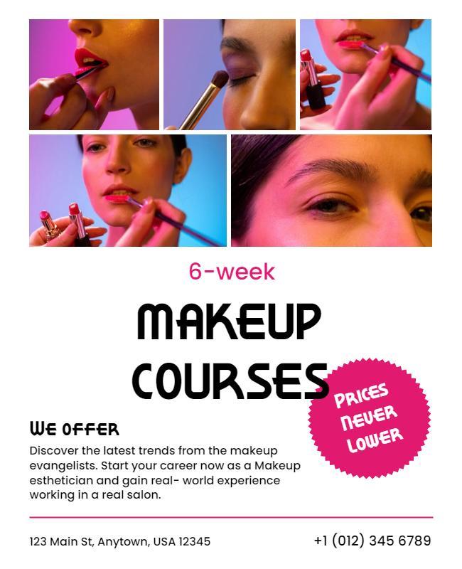 Six Week Makeup Courses Promotional Flyer Template