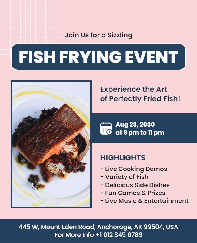 Sizzling Fish Frying Event Flyer Template