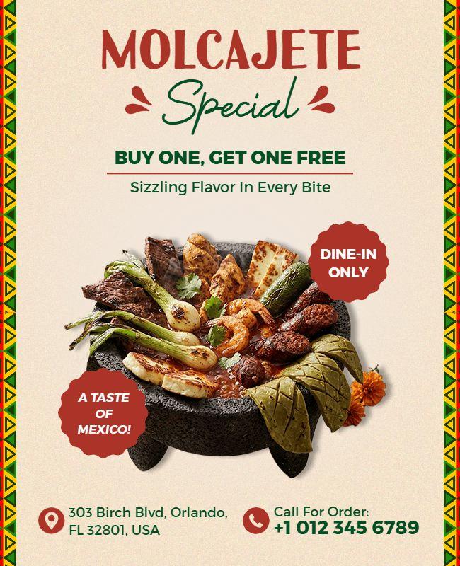 Sizzling Molcajete Special Promotion Flyer Template