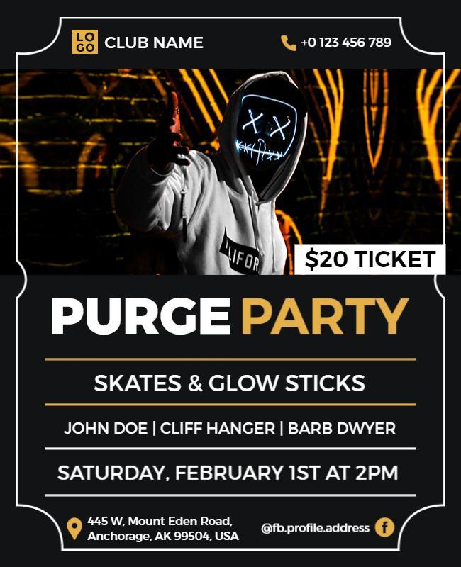 Skates and Glow Sticks Party Flyer Template