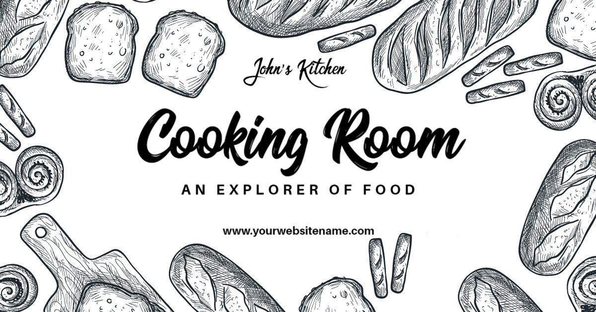 Sketch Style Bread and Kitchen Tools Food Facebook Ad Banner Template