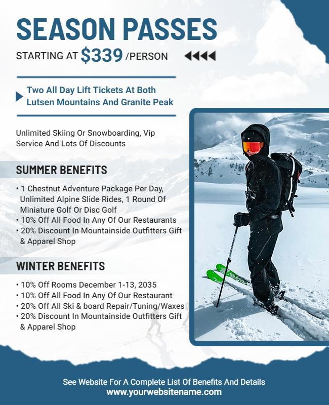 Ski Resort Season Passes Announcement Flyer Template