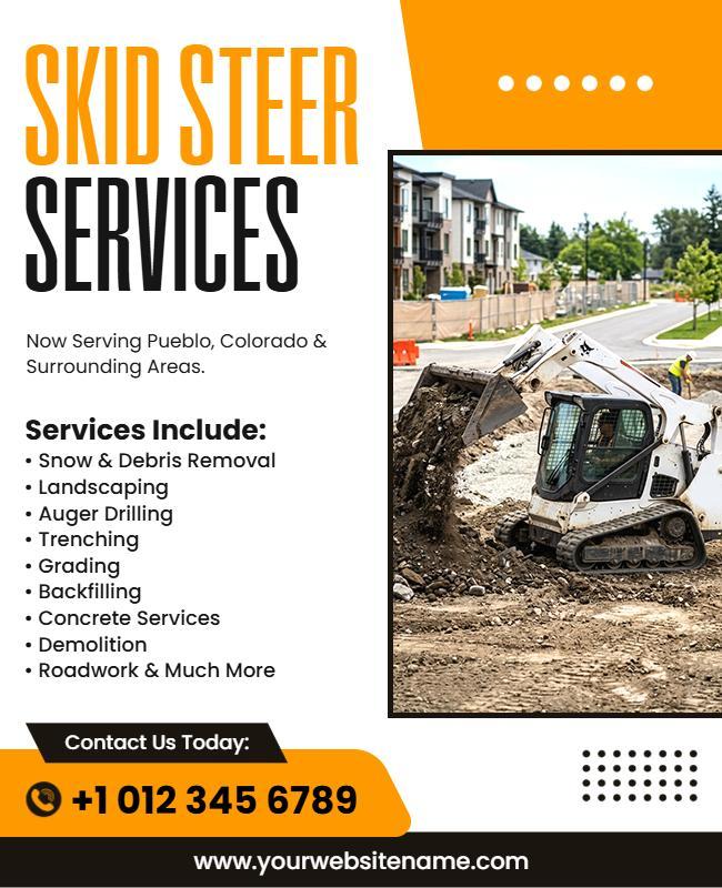 Skid Steer Construction Services Flyer Template