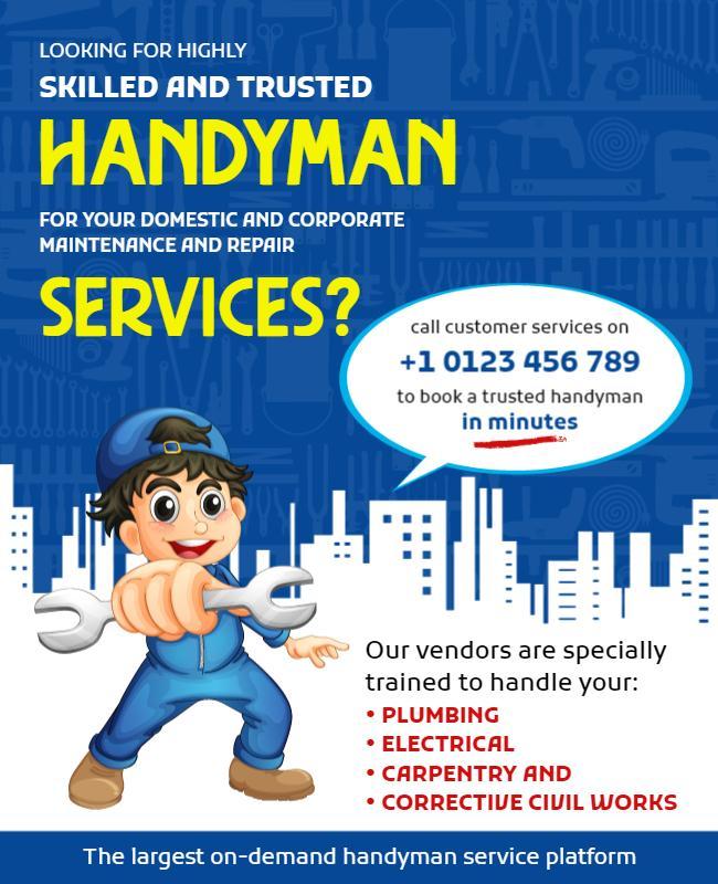 Skilled Handyman Services Promotional Flyer Template