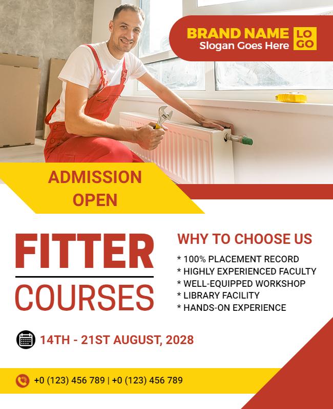 Skilled Trades Fitter Courses Admission Flyer Template