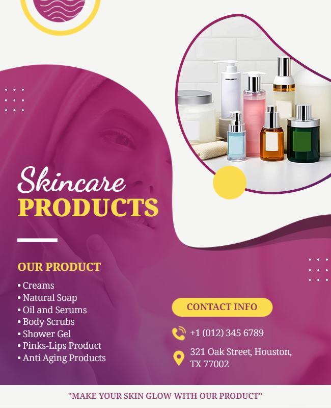 Vibrant Purple Modern Skincare Products Flyer Template