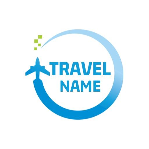 Sky Blue Airplane Icon Representing Travelling Experience Logo Template