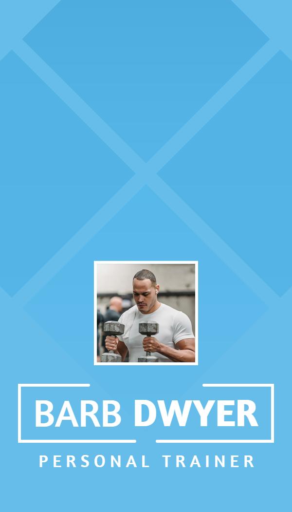 Sky Blue Geometric Fitness Personal Trainer Business Card Template