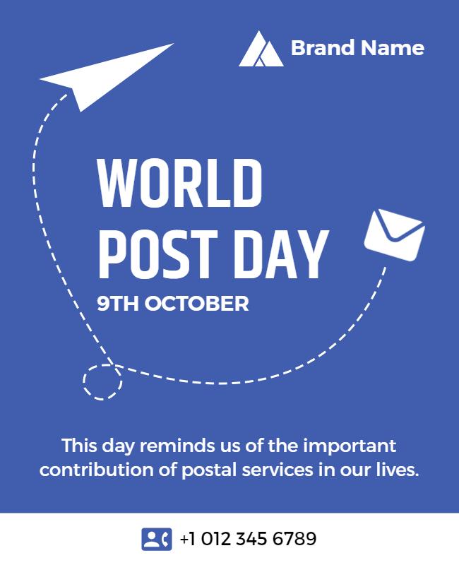 Sky Blue Postal Service Awareness Celebration Poster Template