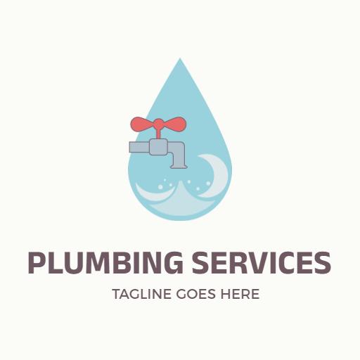 Sky Blue Water Drop with Faucet for Plumbing Services Logo Template
