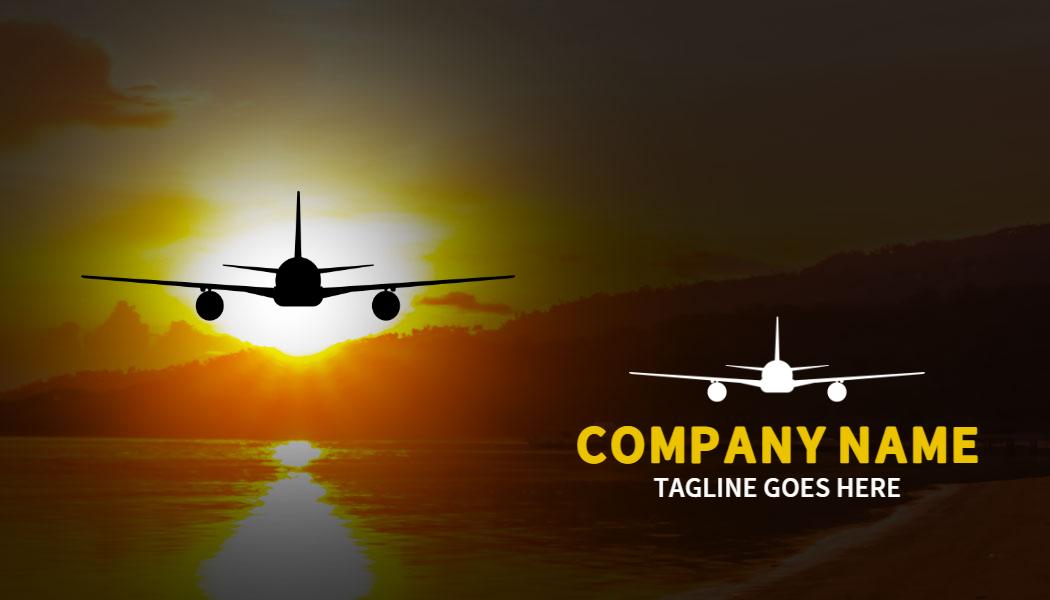 Skyline Silhouette Air Travel Sunset Business Card Template
