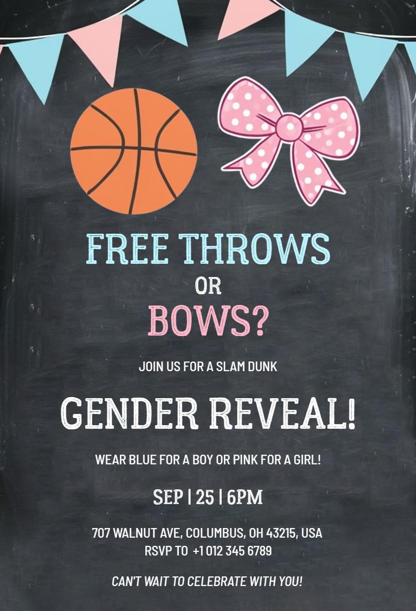 Slam Dunk Basketball Themed Gender Reveal Invitation Template