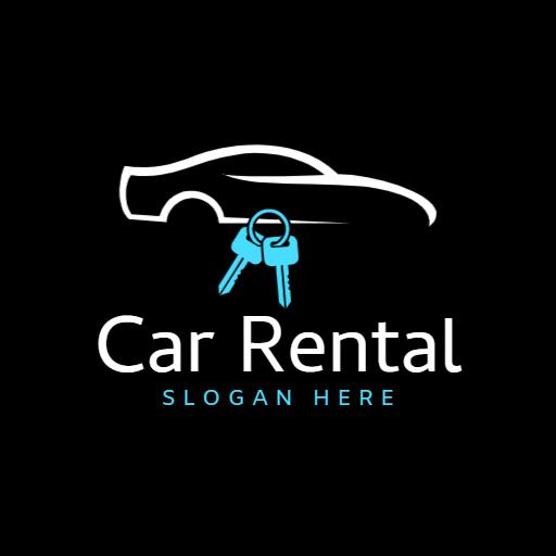 Sleek Black and Blue Car Rental with Keys Logo Template