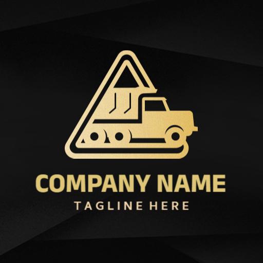 Sleek Black and Gold Tipper Truck Illustration Logo Template