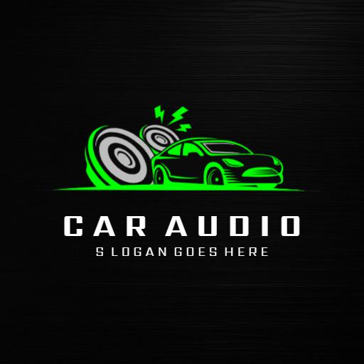 Sleek Black and Green Design for Car Audio Enthusiasts Logo Template