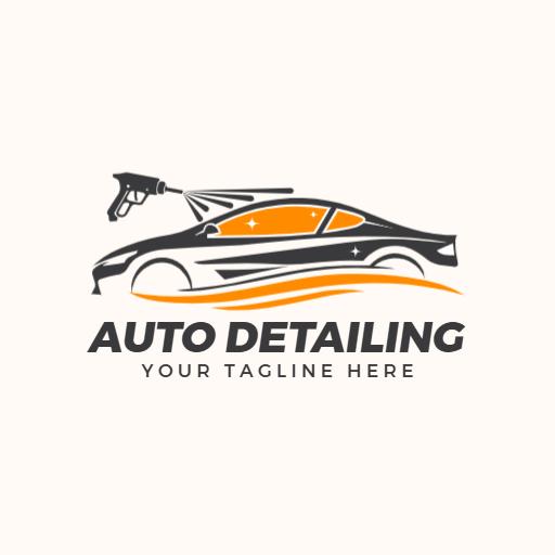Sleek Black and Orange Car Silhouette for Auto Detailing Logo Template