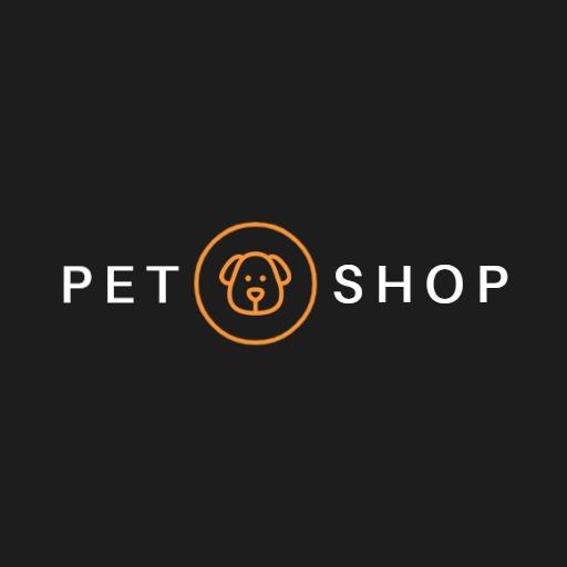 Sleek Black and Orange Minimalist Pet Shop Logo Template