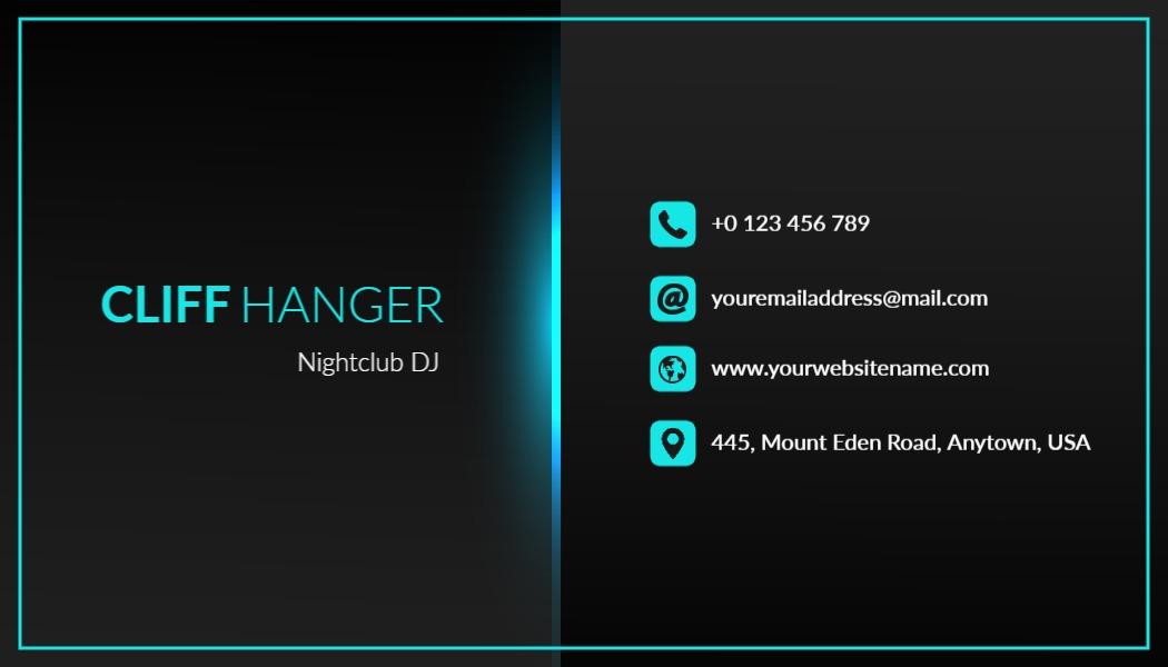 Sleek Black and Teal Nightclub DJ Business Card Template