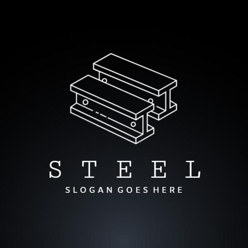 Sleek Black and White Design Showcasing Steel Structural Elements Logo Template