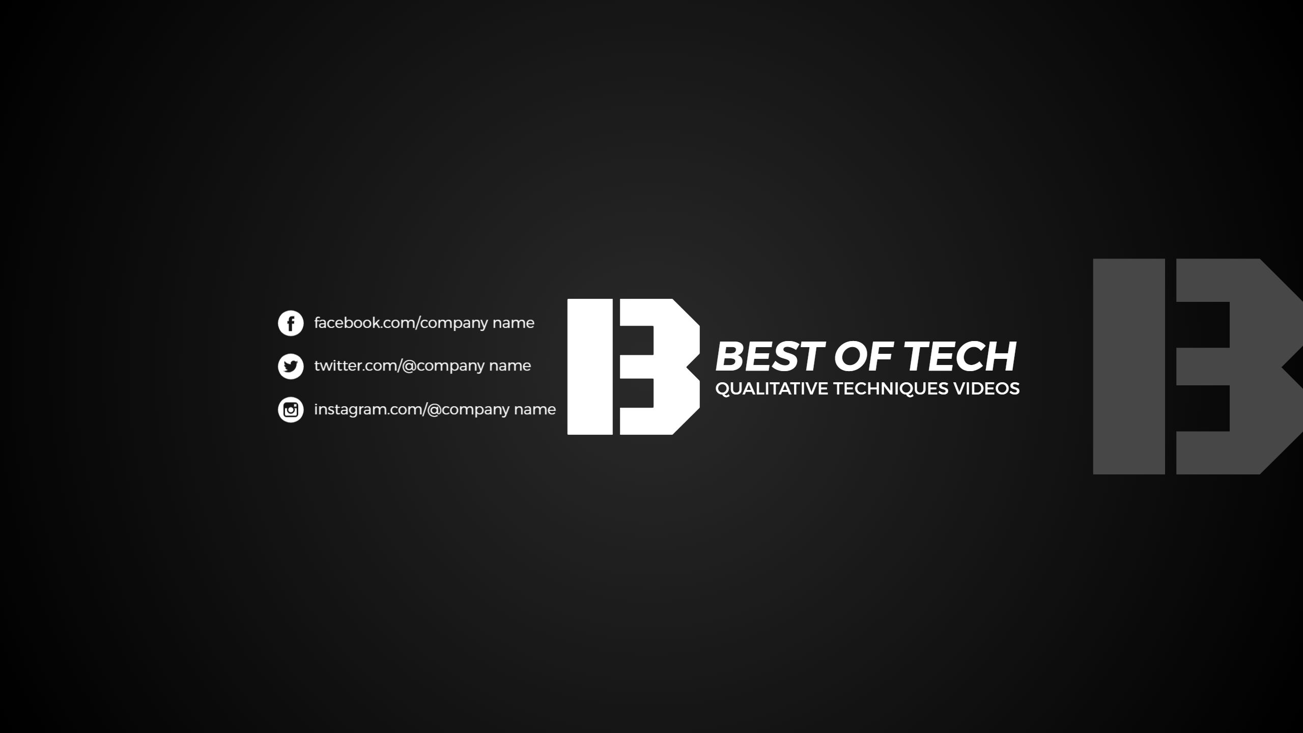 Sleek Black and White Minimalist Design YouTube Banner Template