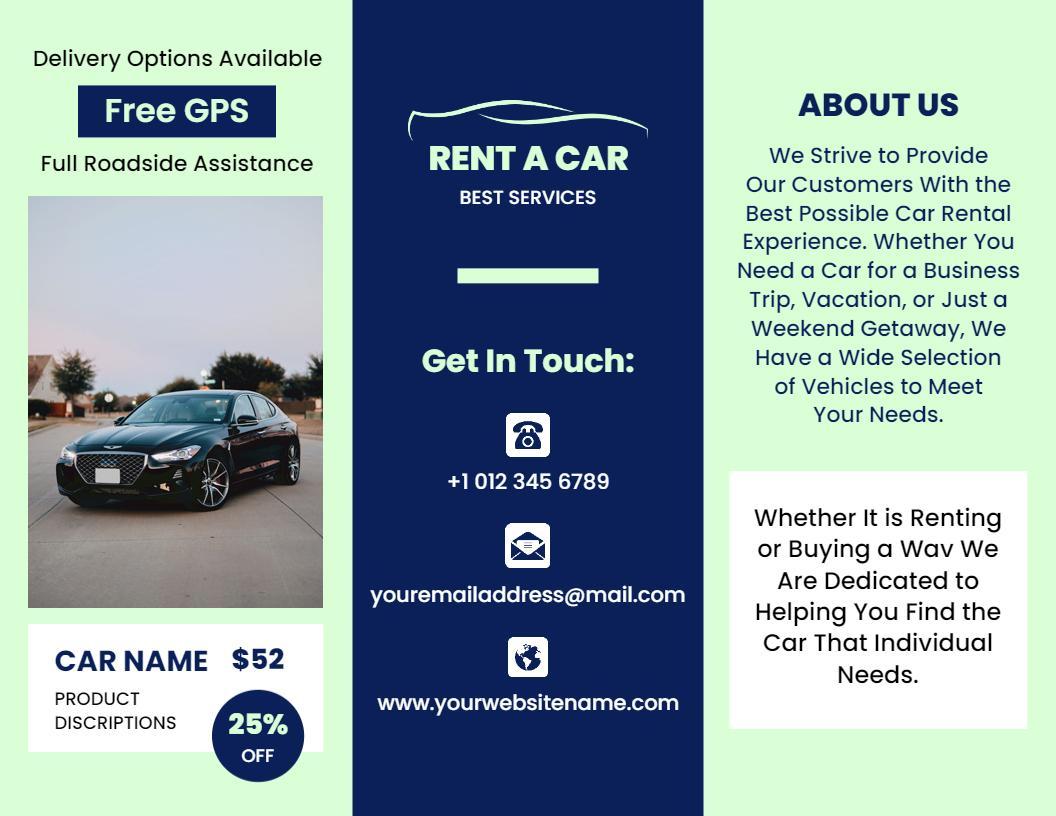 Sleek Black Car Rental Service and Booking Brochure Template