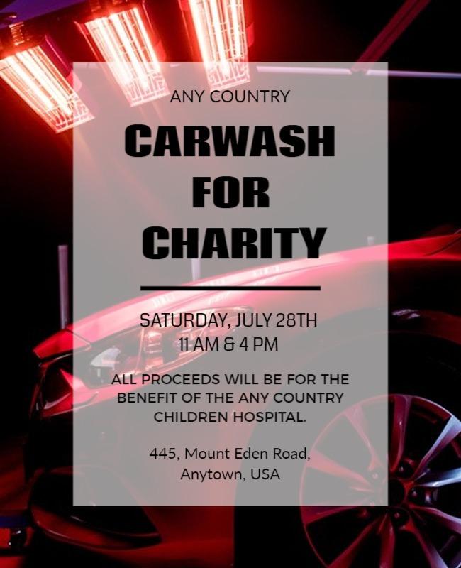 Sleek Black Charitable Carwash Event Poster Template