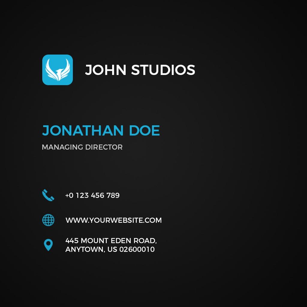 Sleek Black Creative Agency Square Business Card Template