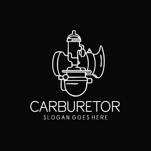 Sleek Black Design Featuring Classic Carburetor Mechanics Logo Template