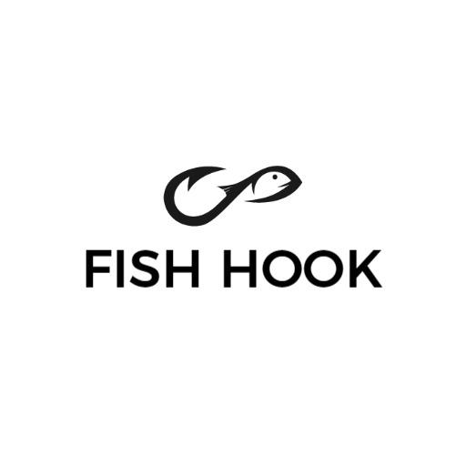 Sleek Black Design Featuring Fish Hook for Fishing Logo Template