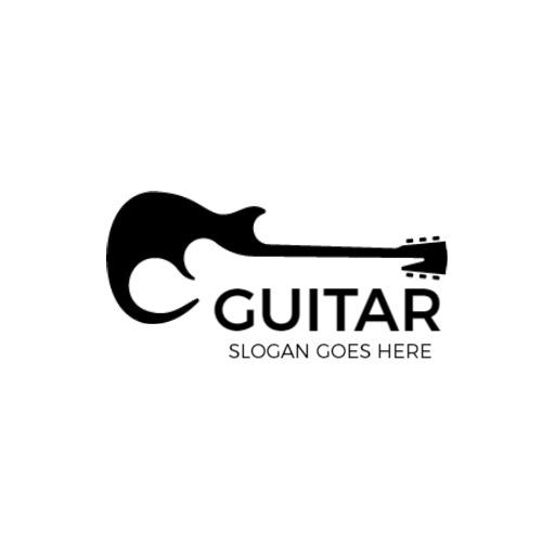 Sleek Black Guitar Design Perfect for Music Enthusiasts Logo Template