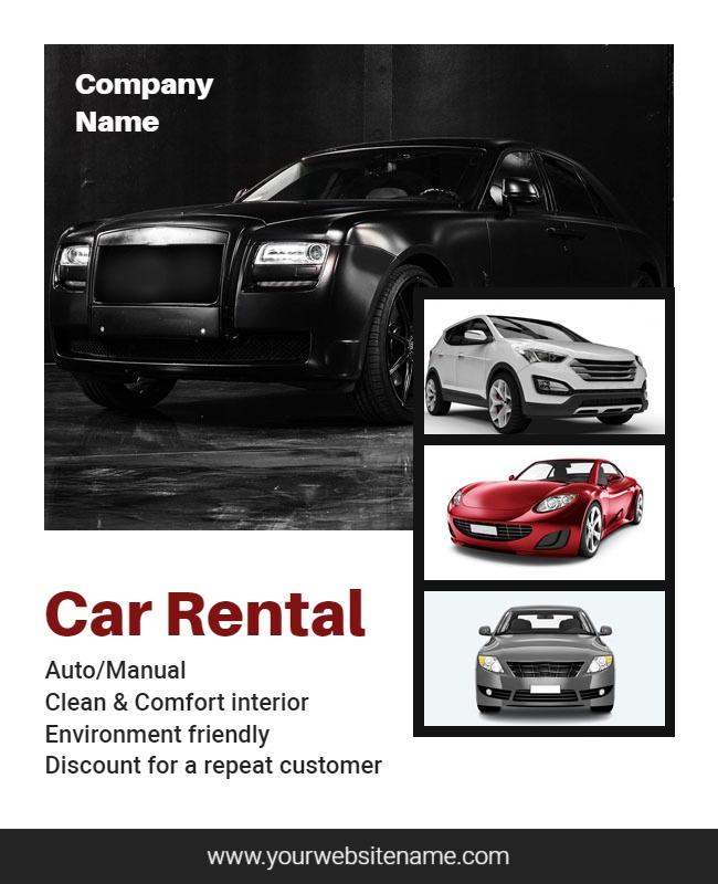 Sleek Black Luxury Car Rental Service Poster Template