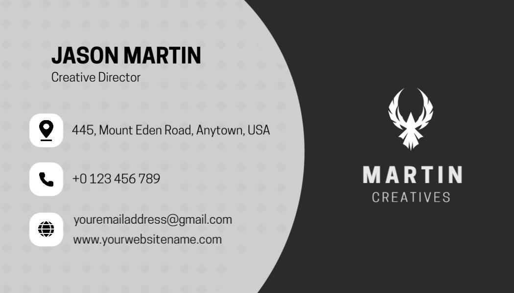 Sleek Black Modern Corporate Creative Director Business Card Template