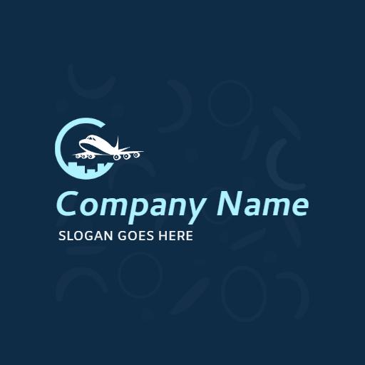 Sleek Blue Aircraft Design Emphasizing Transportation Solutions Logo Template