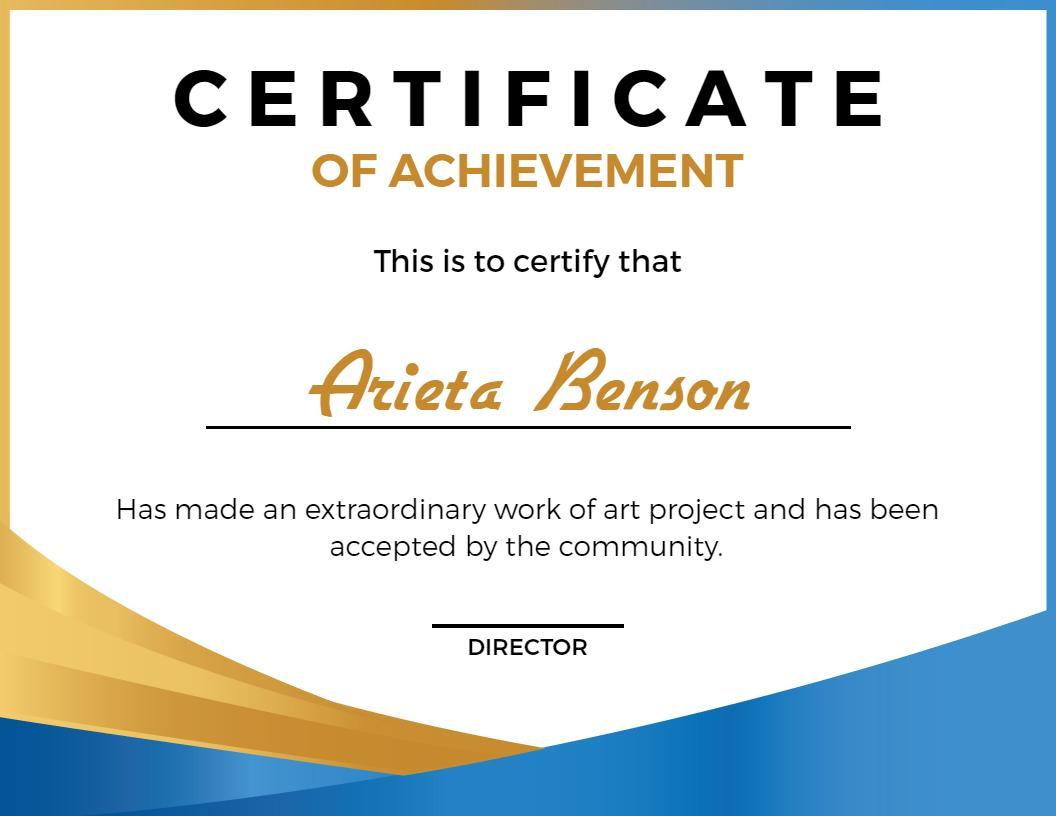 Sleek Blue and Gold Artistic Achievement Certificate Template