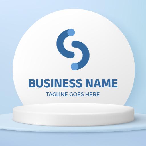Sleek Blue and White Connection Symbol for Business Logo Template